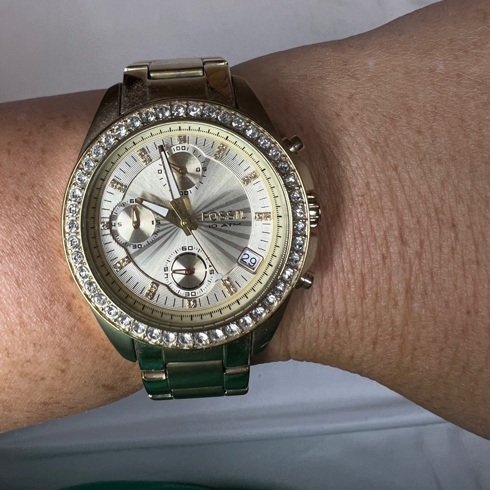 Fossil Multifunction Gold-Tone Stainless Steel Watch. Used.
